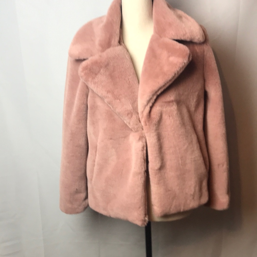 NWT 1.STATE WOM SZ SM/XS BLUSH FAUX FUR JACKET